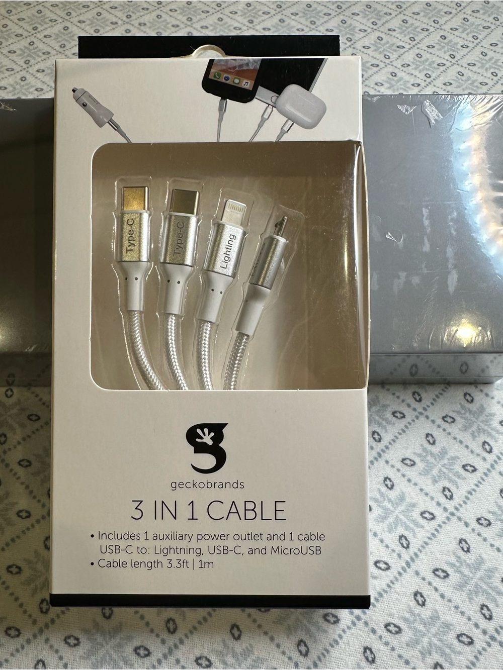 Target Geckobrands 3-in-1 Charging Cable - White and Silver